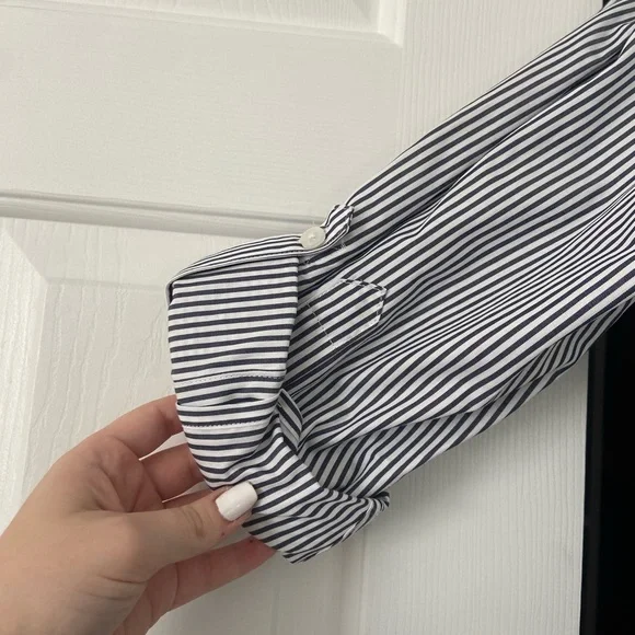 Black and White Striped Button-Up Shirt - Picture 8 of 9